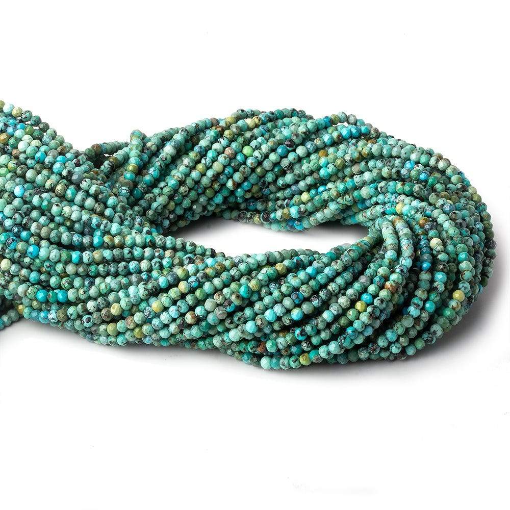  3mm Earthy Turquoise micro faceted rondelle beads 13 inch 145 pieces AA 