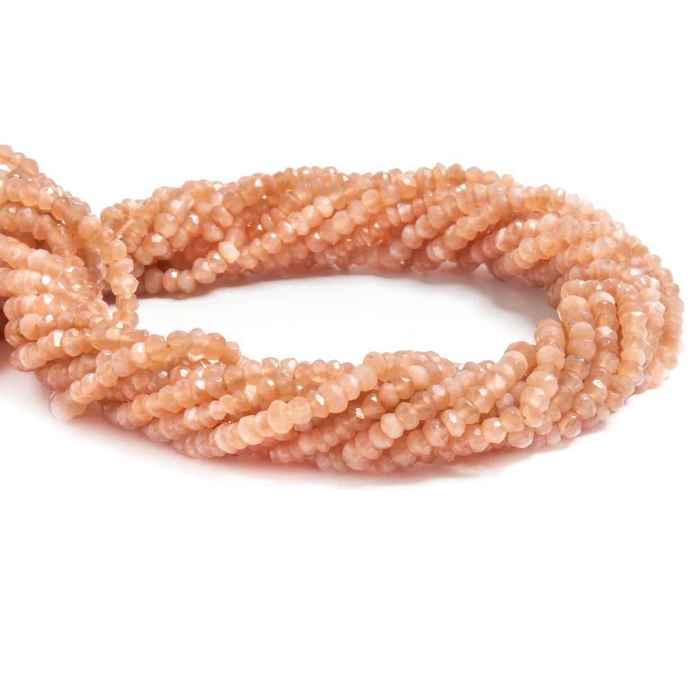  3mm Light Angel Skin Peach Moonstone faceted rondelles 13 inch 146 beads 