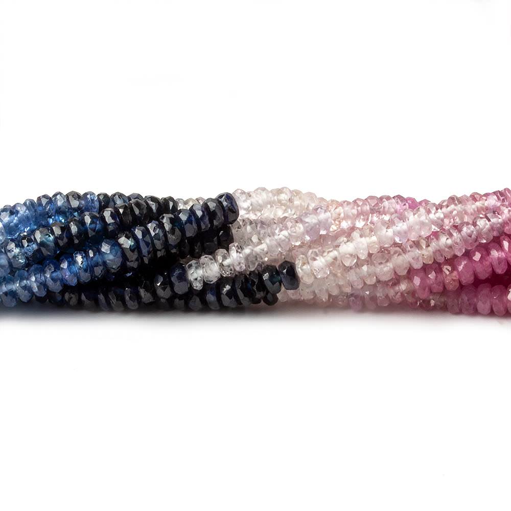  3mm Multi Color Fancy Sapphire faceted rondelles 18 inch 320 beads A 