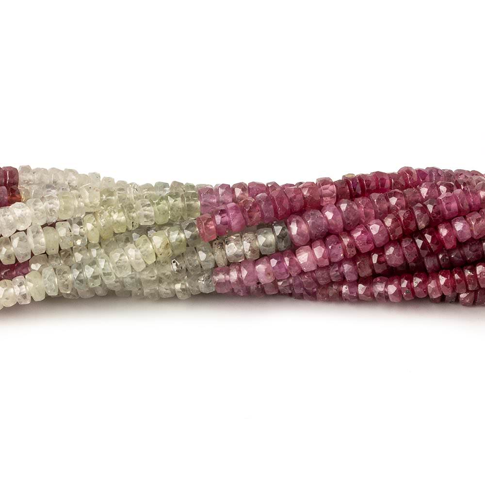  3.5mm Multi Color Umba Sapphire faceted rondelles 16 inch 205 beads AA 