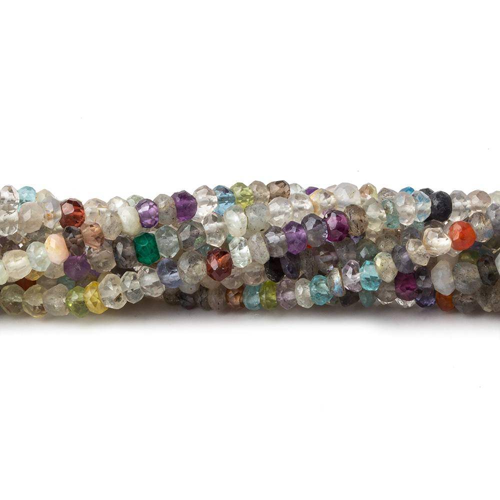  3mm Multi Gemstone Faceted Rondelle Beads 13 inches 72 pieces 