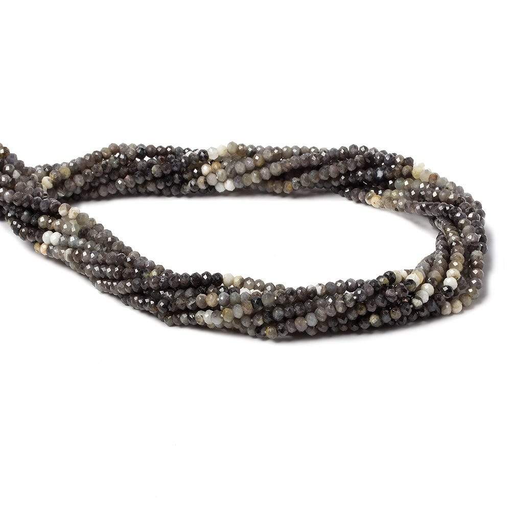  3mm Multi Grey Cream Sapphire Micro Faceted rondelle beads 13 inch 160 pcs 