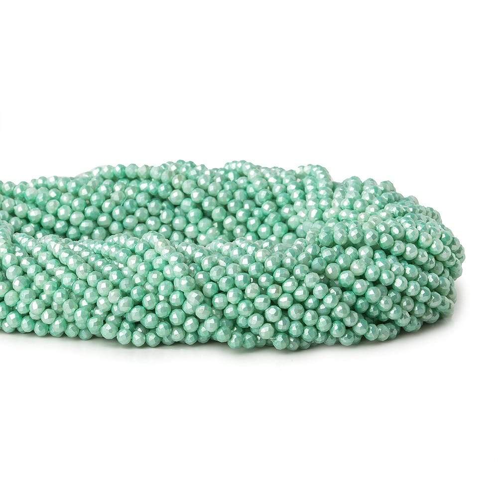  3mm Sea Aqua Shell Pearl micro faceted round beads 13 inch 133 pieces 