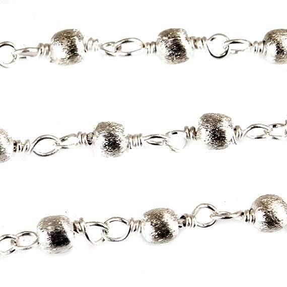 3mm Silver plated Brushed Round Silver plated Chain by the foot 