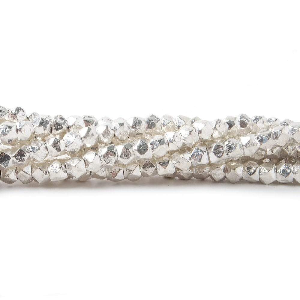  3mm Sterling Silver Faceted Nugget Beads 38 beads 4 inch 