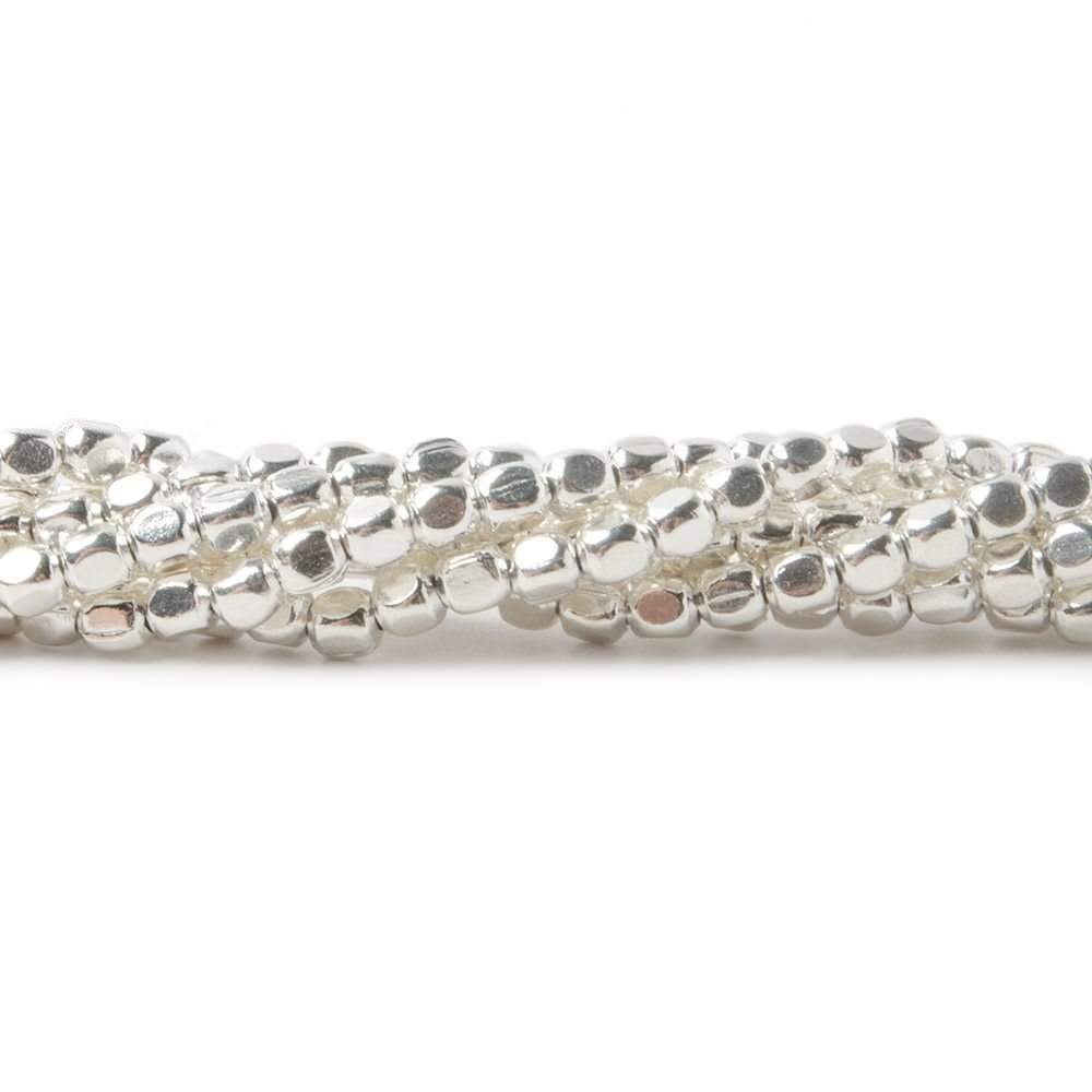  3mm Sterling Silver Plain Cube 8 inch 65 beads 