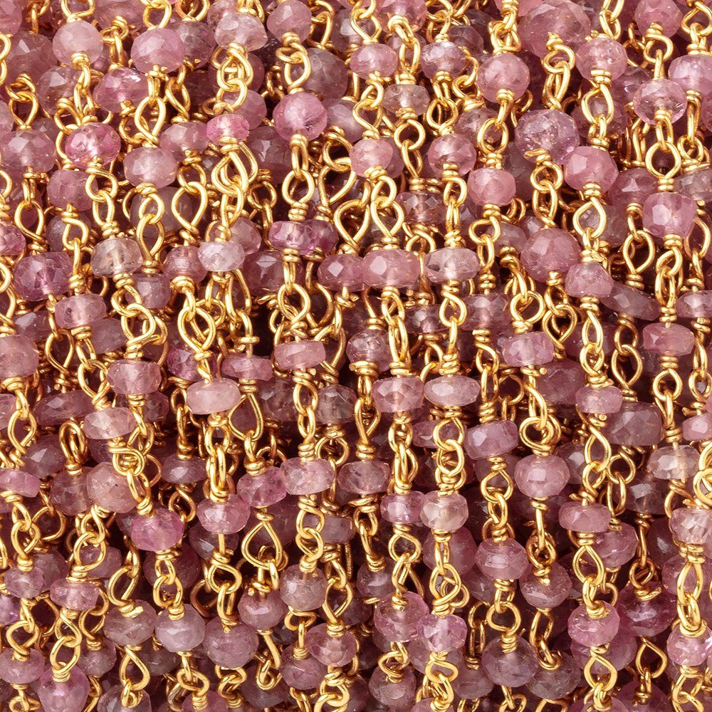  3mm Umba Sapphire Faceted Rondelles on Vermeil Chain 