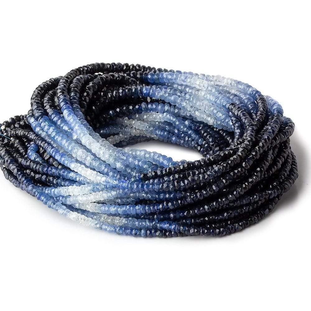  3mm White & Blue Sapphire micro faceted rondelle beads 16 inch 285 pieces AAA 