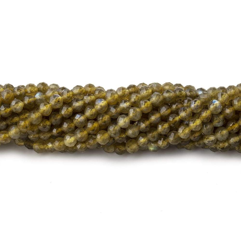  3mm Yellow Labradorite Micro Faceted Round Beads 13 inch 112 pieces 