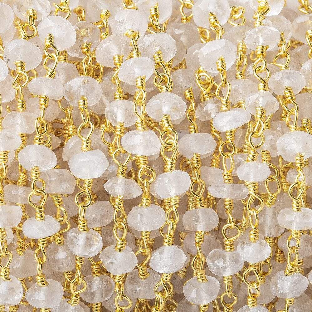  4-4.5mm Crystal Quartz rondelle Gold plated Chain by the foot 38 pieces 