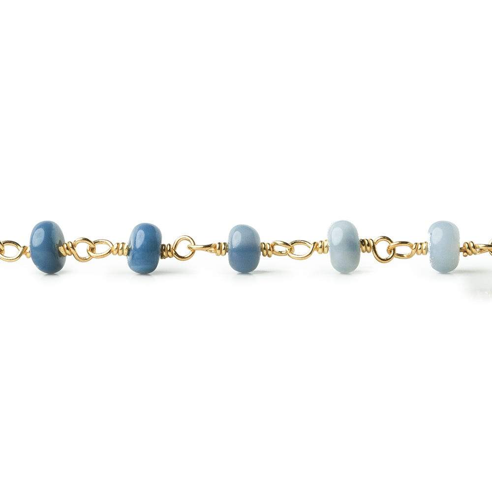  4-4.5mm Owyhee Blue Opal plain rondelle Vermeil Chain by the foot 
