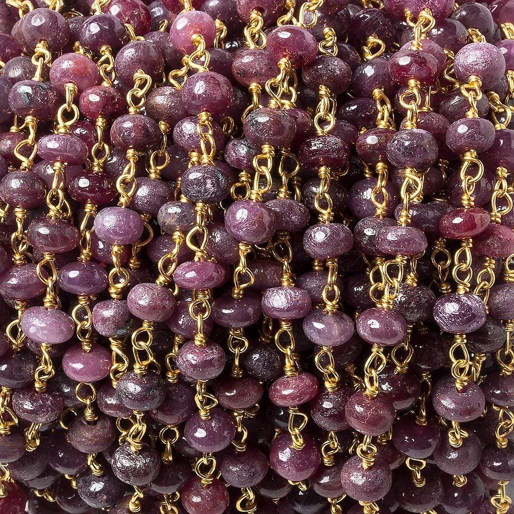 4-5mm Ruby plain rondelle Vermeil Chain by the foot 