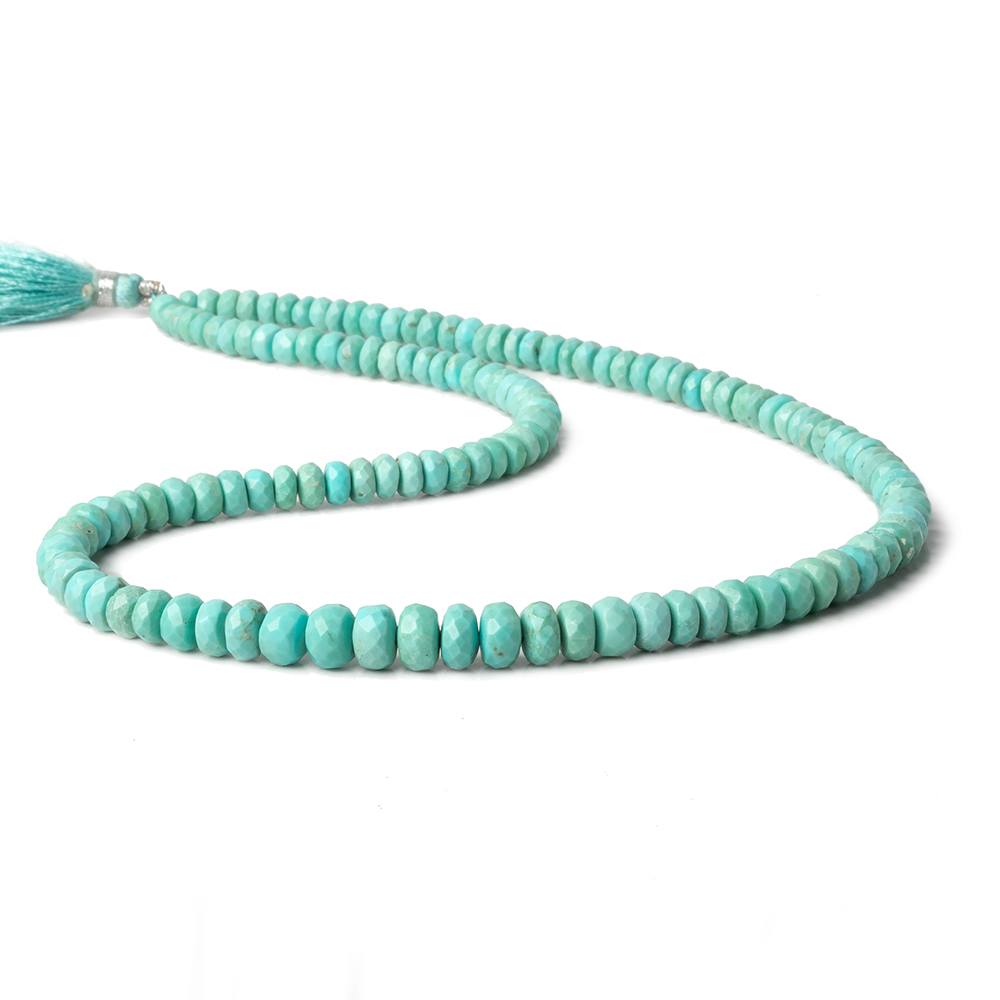  4-7mm Greenish Blue Turquoise faceted rondelles 16 inch 125 beads A 