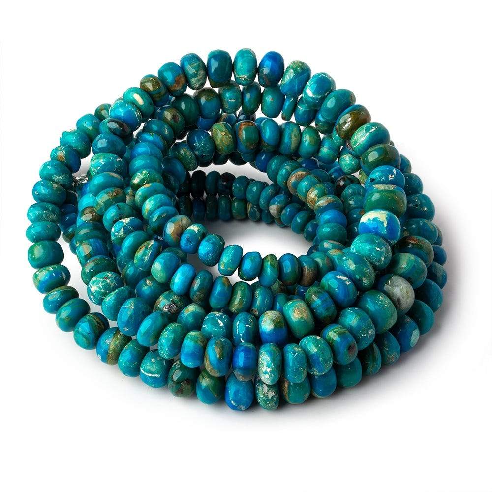  4-7mm Peruvian Blue Opalina plain rondelles 18 inch 128 beads A 
