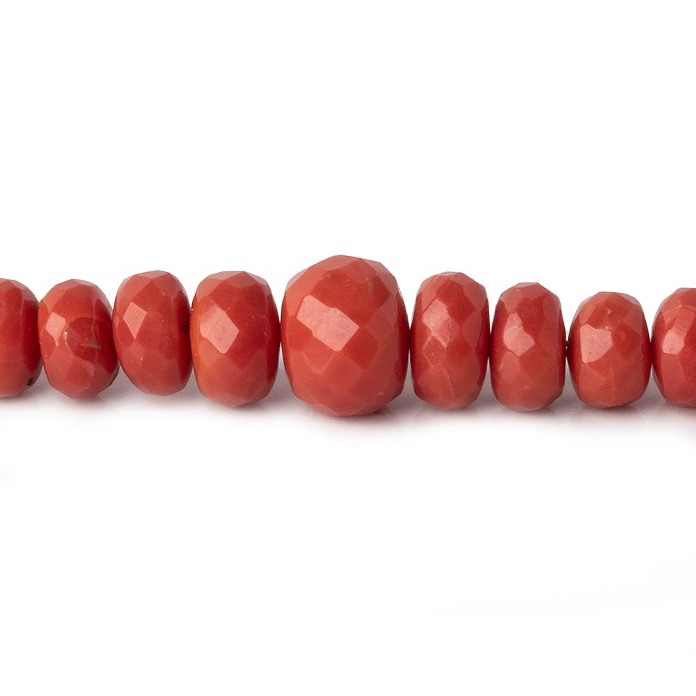  4-9mm Red Coral faceted rondelles 18 inch 133 pieces AA 