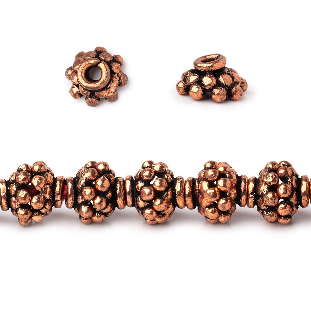 7x4mm Antiqued Copper Bead Caps 8 inch 56 pieces 