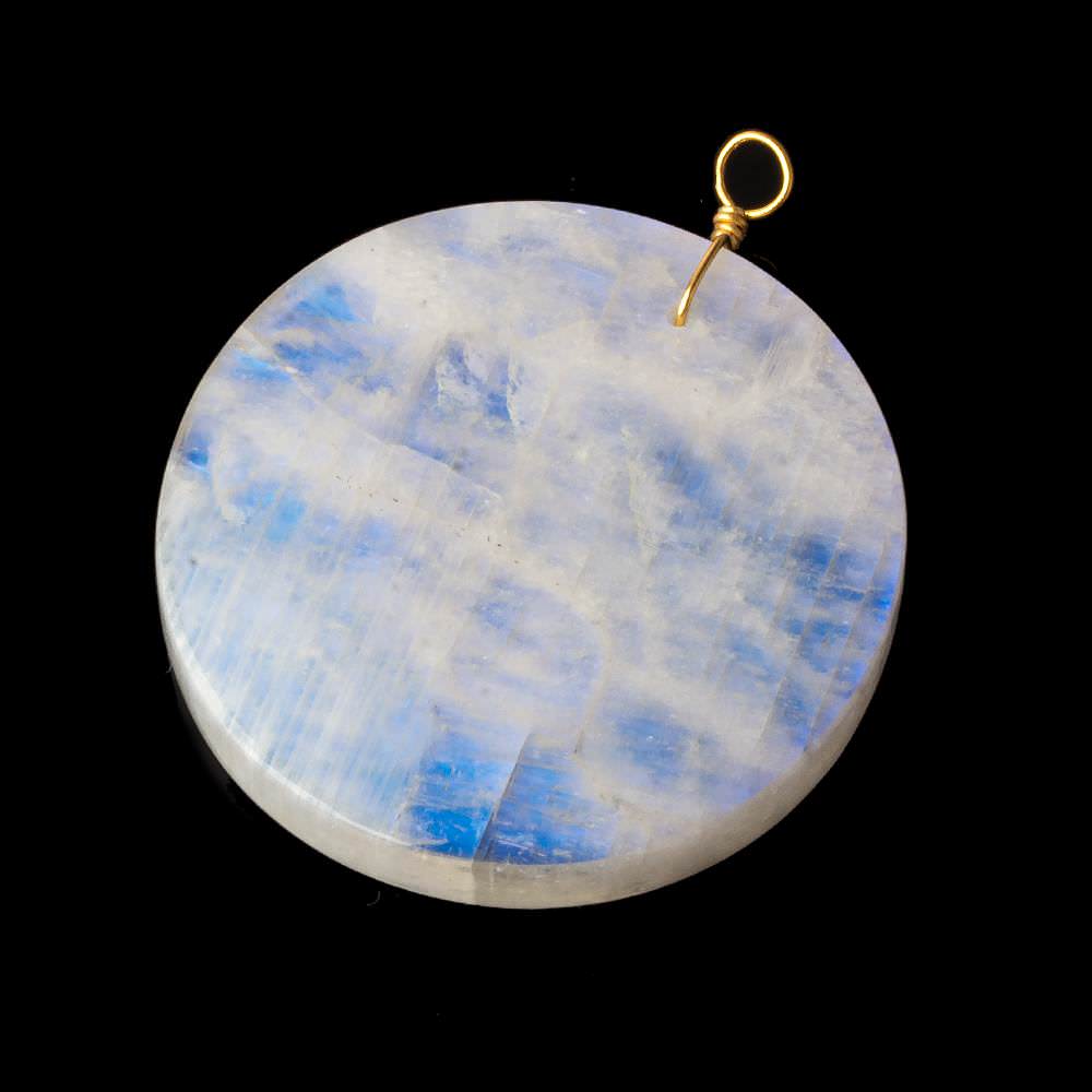  40mm Rainbow Moonstone plain coin disc focal beads 1 piece AA 