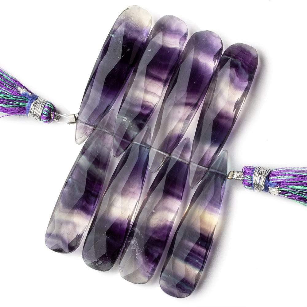  40x10mm Multi Color Banded Flourite faceted pears 3 inch 8 beads AAA 