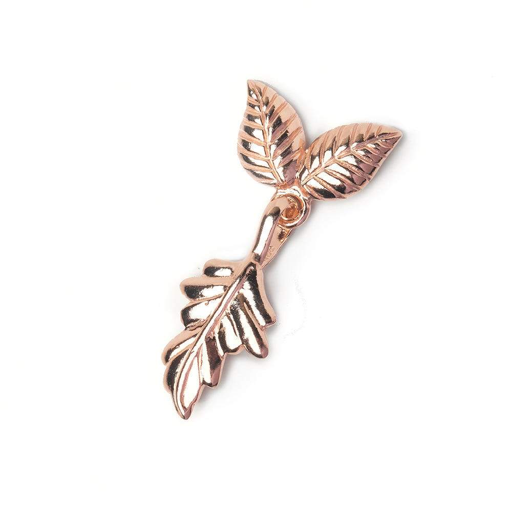  40x18mm Rose Gold plated Sterling Silver Hook & Clasp Nature Leaves 1 finding 