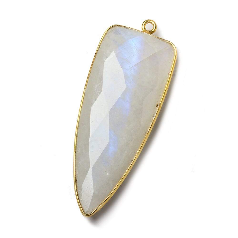  39x16mm Vermeil Bezel Rainbow Moonstone faceted point 1 focal bead 