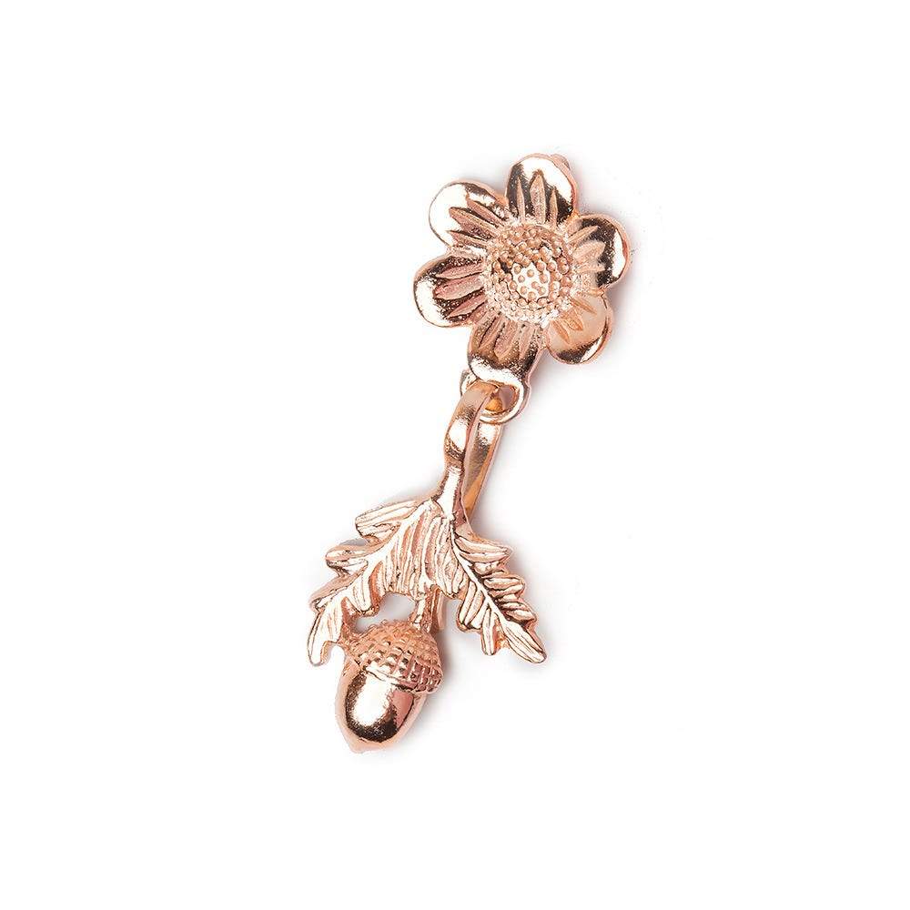  42x17mm Rose Gold plated Sterling Silver Hook & Eye Clasp Daisy and Acorn 1 finding 