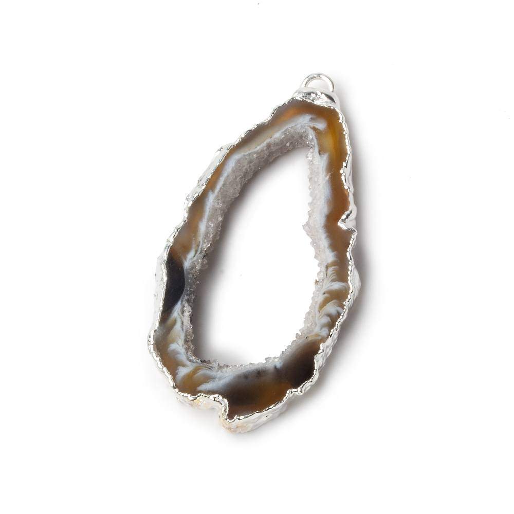  43x24x4mm Silver Leafed Occo Agate Drusy Natural Crystal Slice Pendant 1 piece 