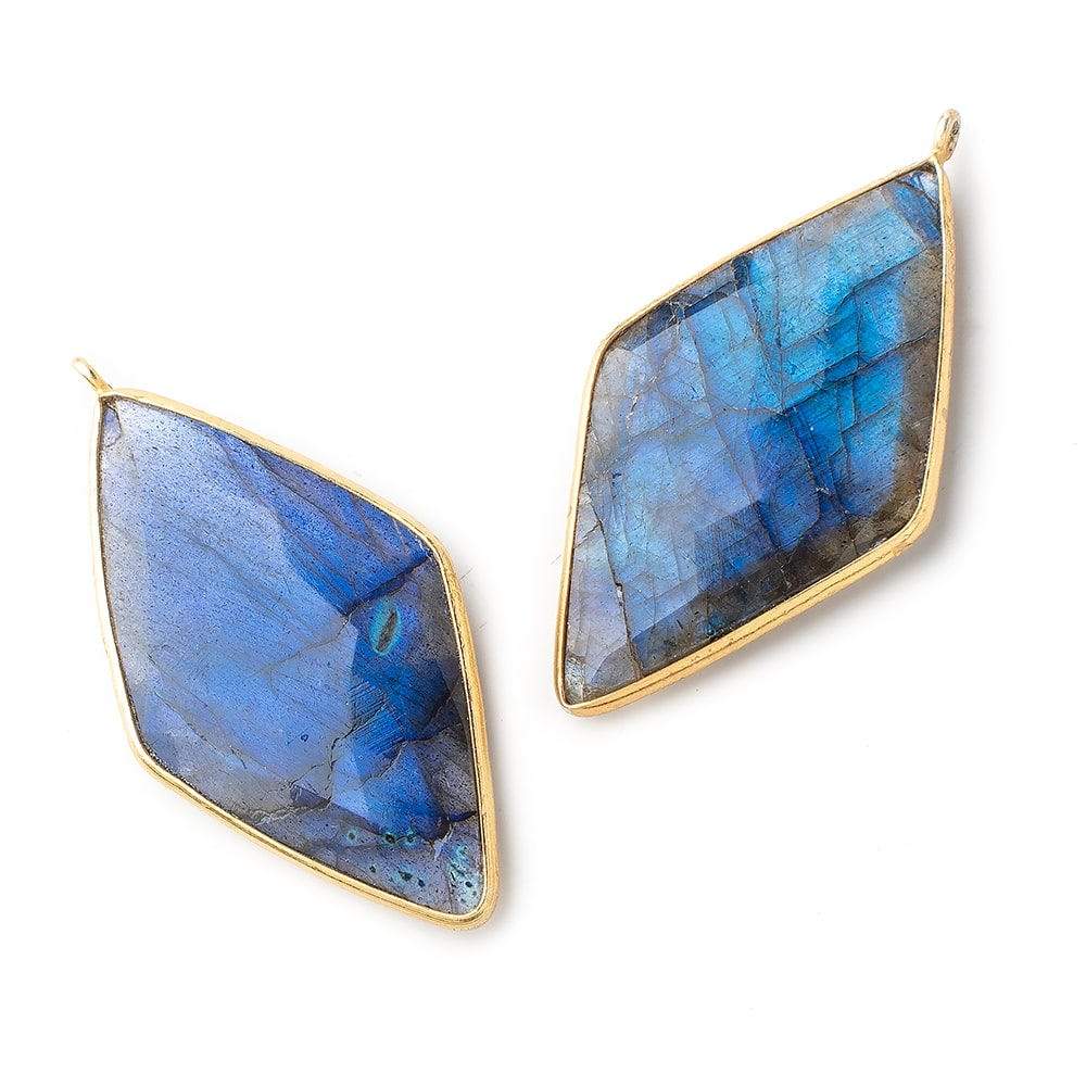  45x24mm Vermeil Bezeled Labradorite Faceted Kite Pendant 1 Piece 