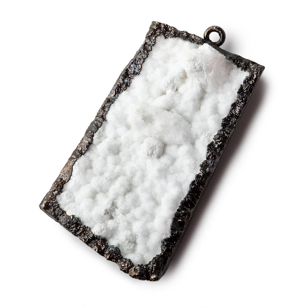  46x28mm Black Gold Leafed White Drusy Freeform Pendant 1 piece 