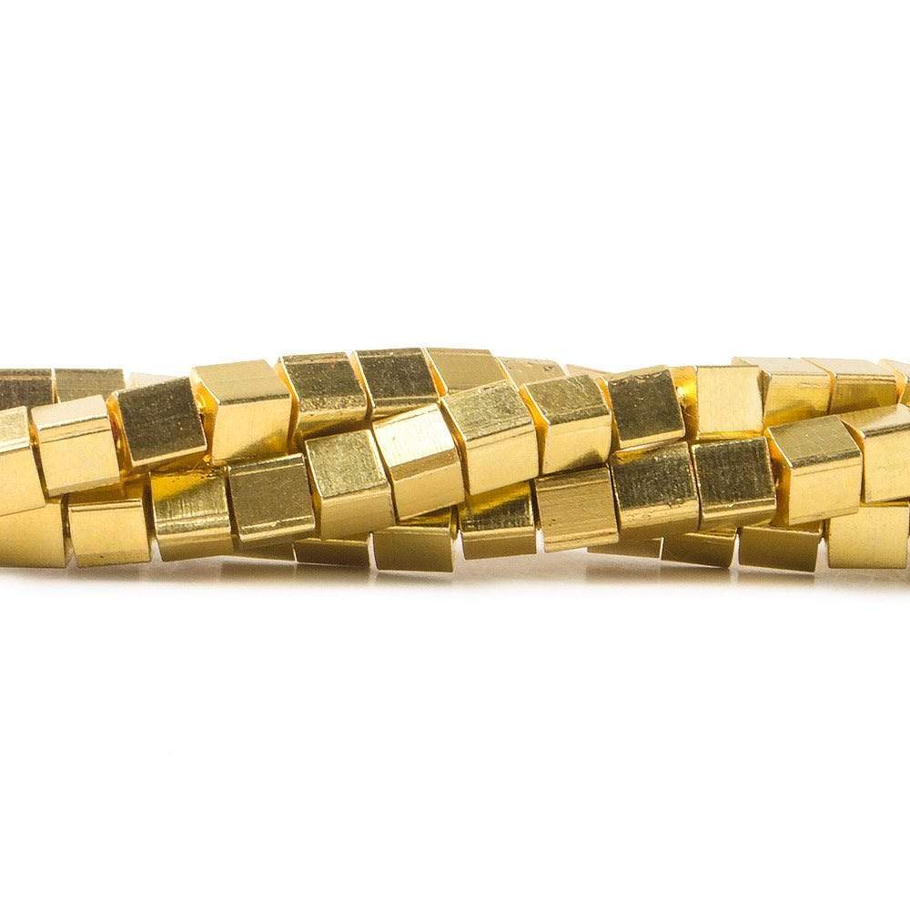  4mm 22kt Gold plated Copper Shiny Cube Beads 8 inch 50 pieces 
