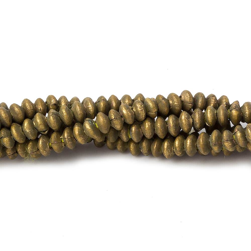  4mm Brass matte disc rondelle beads 8 inch 95 pieces 