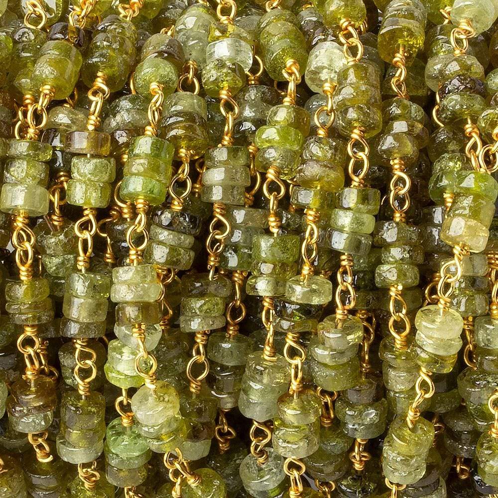  4mm Grossular Garnet plain heishi Vermeil Chain by the foot 