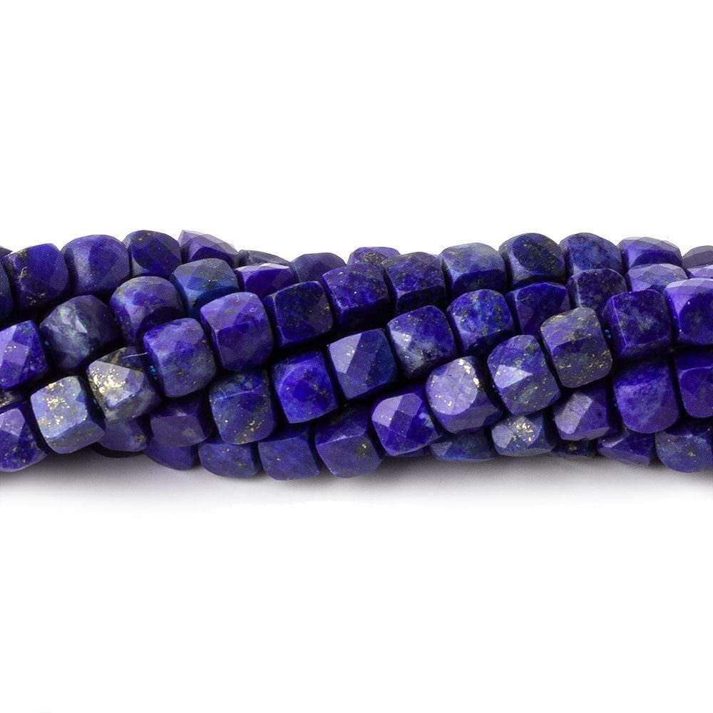  4mm Lapis Lazuli micro faceted cubes 12.5 inch 78 beads 