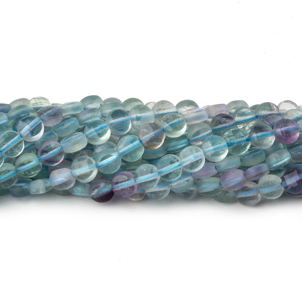  4mm Multi Color Fluorite checkerboard calibrated faceted coins 12.5 inch 85 beads AAA 