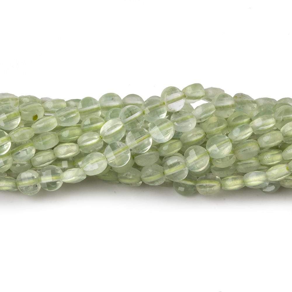  4mm Prehnite checkerboard calibrated faceted coins 12.5 inch 85 beads AAA 