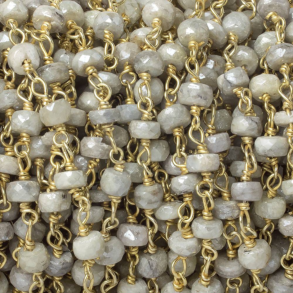  4mm Mystic Sapphire faceted rondelle Vermeil Chain by the foot 36 pieces 