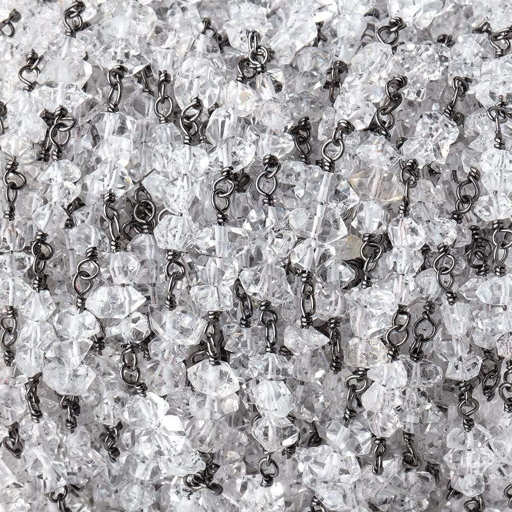  4x2-5x4mm Double Terminated Quartz Crystals on Black Gold .925 Chain by the Foot 