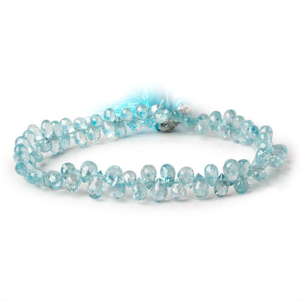  4x3-6x3mm Blue Zircon Faceted Tear Drop Beads 8 inch 91 pieces A 