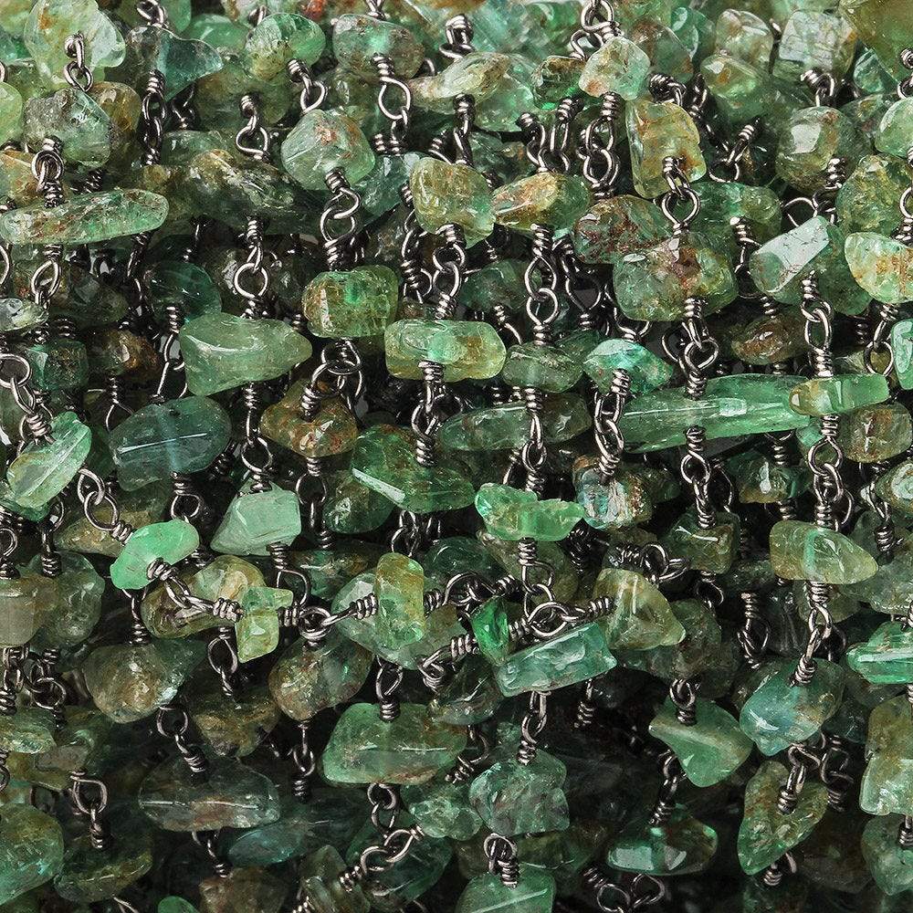  4x3-6x4mm Emerald Chip Black Gold Chain by the foot 