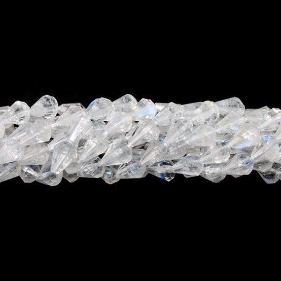  4x3-7x5mm Rainbow Moonstone Petite Faceted Tear Drop 15 inch 57 Beads 