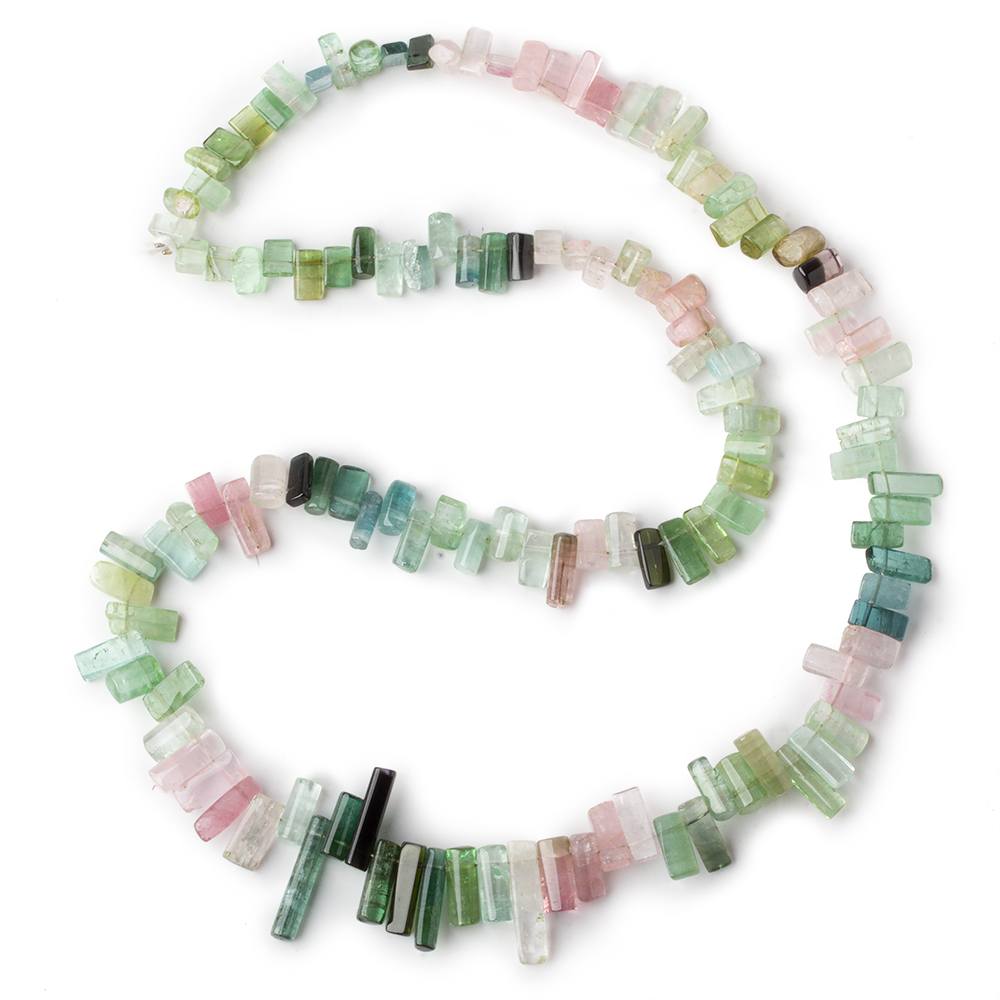  4x4-16x3mm Afghani Multi Color Tourmaline top drilled plain Crystals 18 inch 127 pieces AA 