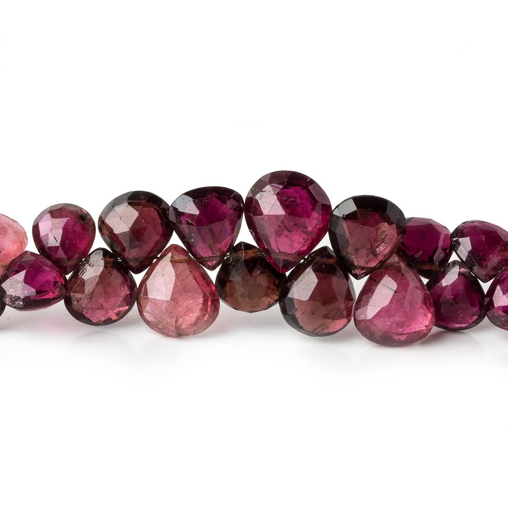 3.5-9mm Shaded Rubellite Tourmaline faceted hearts 17 inch 148 beads AAA 