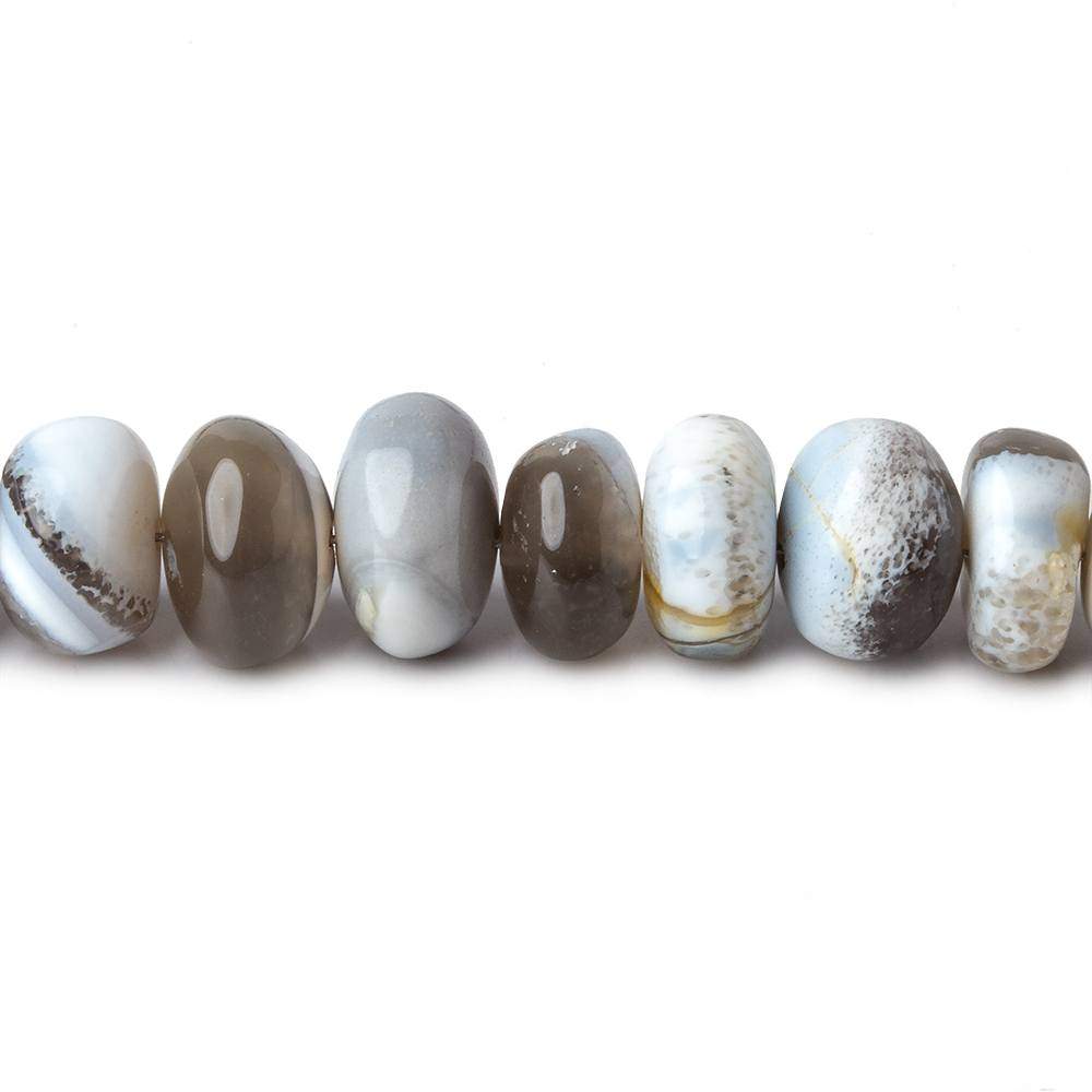  5-10mm Owyhee Blue Opal Plain Rondelles 16 inch 83 beads A 