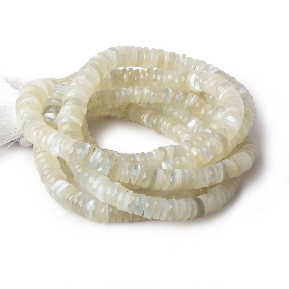  5-10mm White Moonstone faceted rondelle beads 15.5 inch 170 pieces 