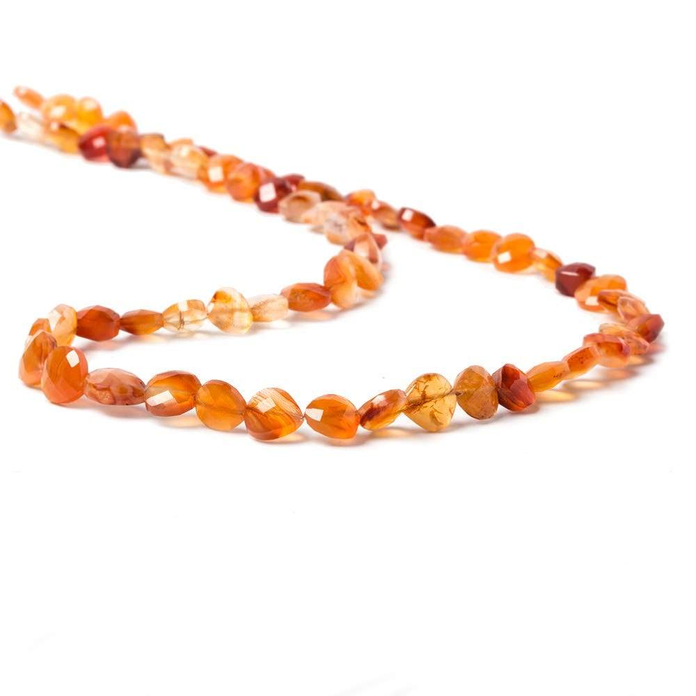  5-6mm Carnelian Straight Drilled Faceted Heart Beads 15 inch 64 pieces 