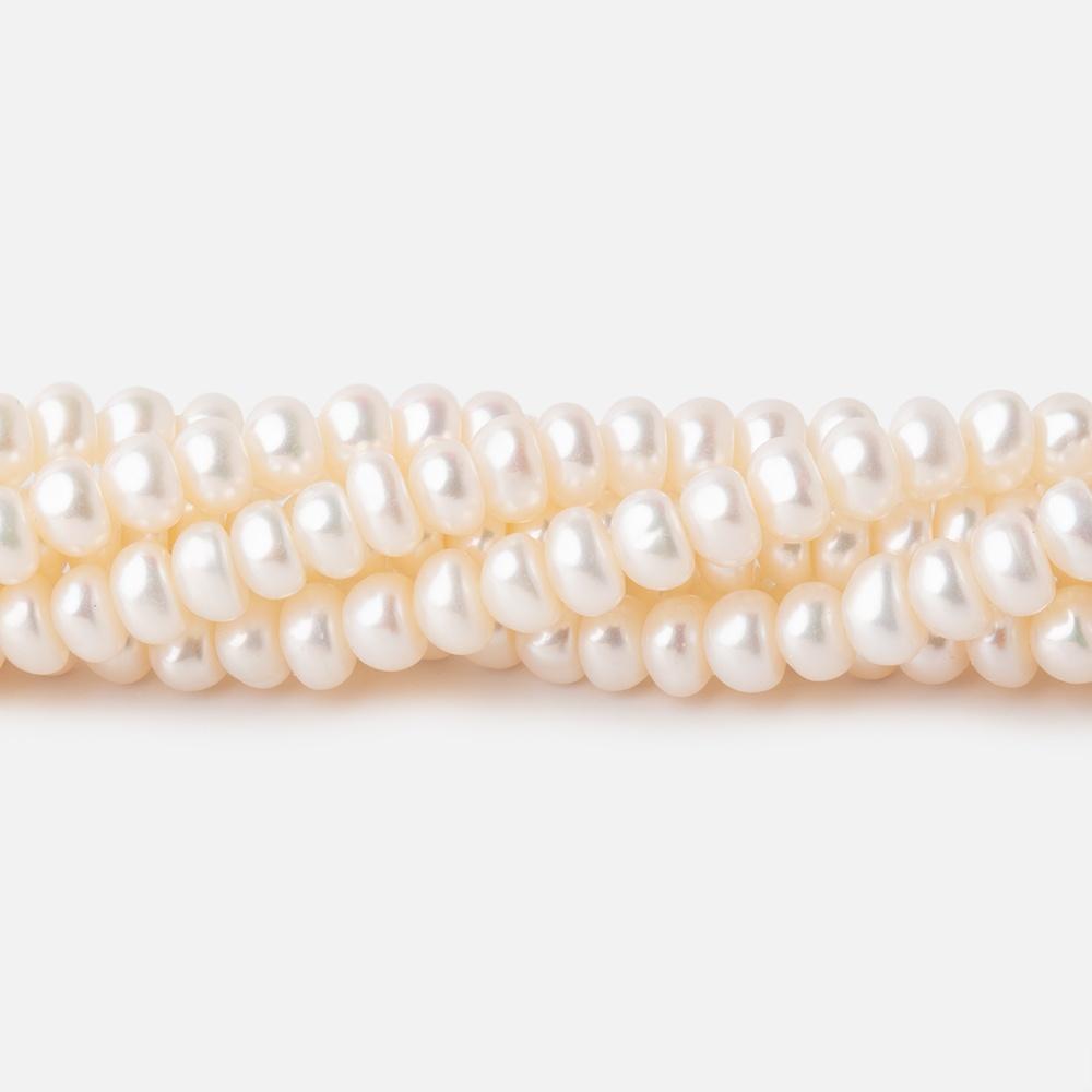  5-6mm Off White Center Drilled Button Freshwater Pearls 16 inch 144 pieces 