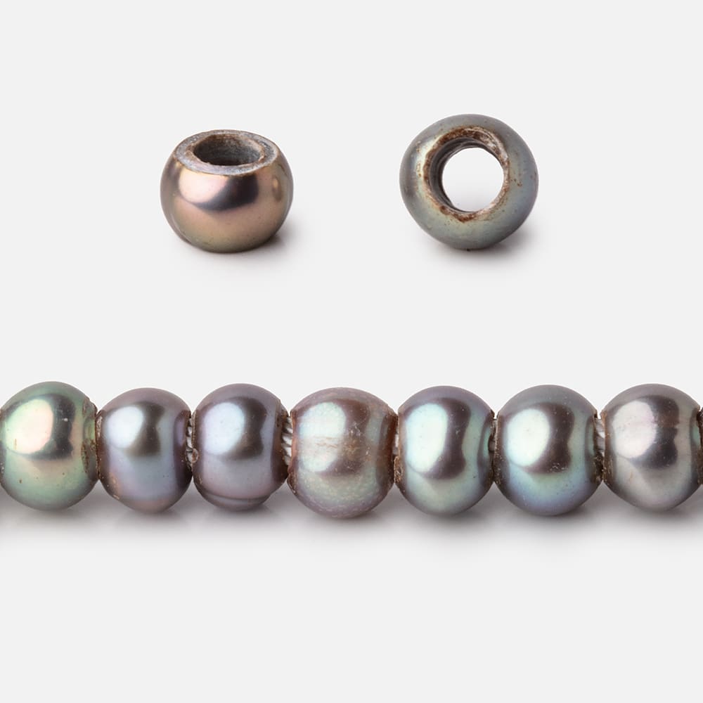  5-6mm Pistachio Silver Off Round 2.5mm Large Hole Pearls 95 Beads 