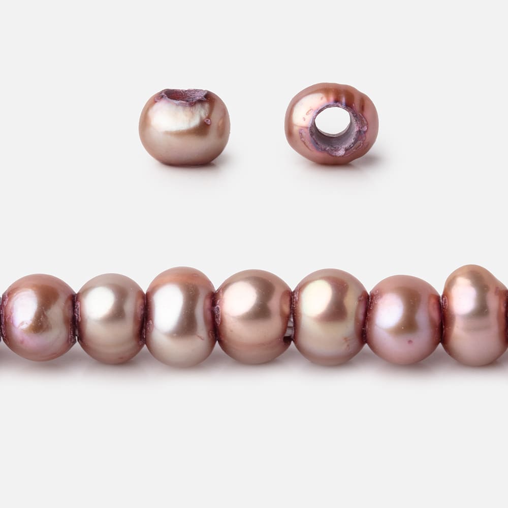  5-6mm Tea Rose Off Round 2.5mm Large Hole Pearls 95 Beads 