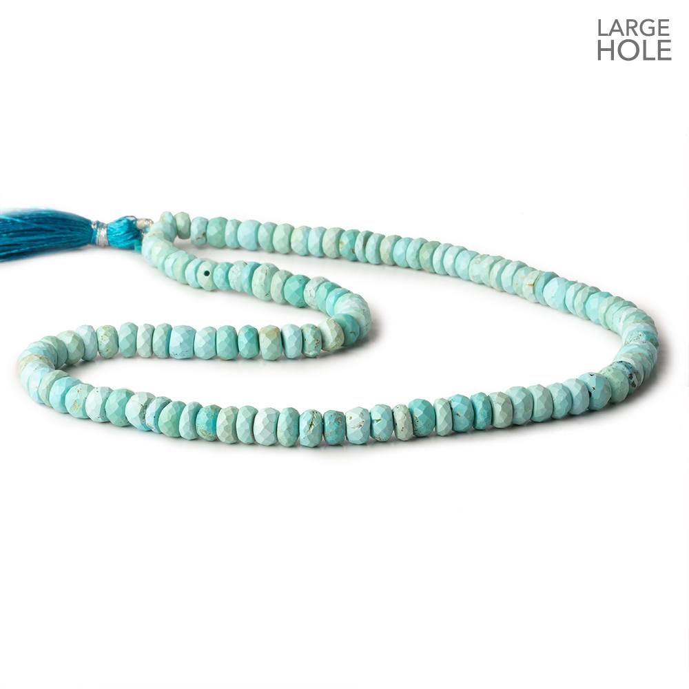 5-6mm Turquoise large hole faceted rondelle beads 16 inch 110 beads 