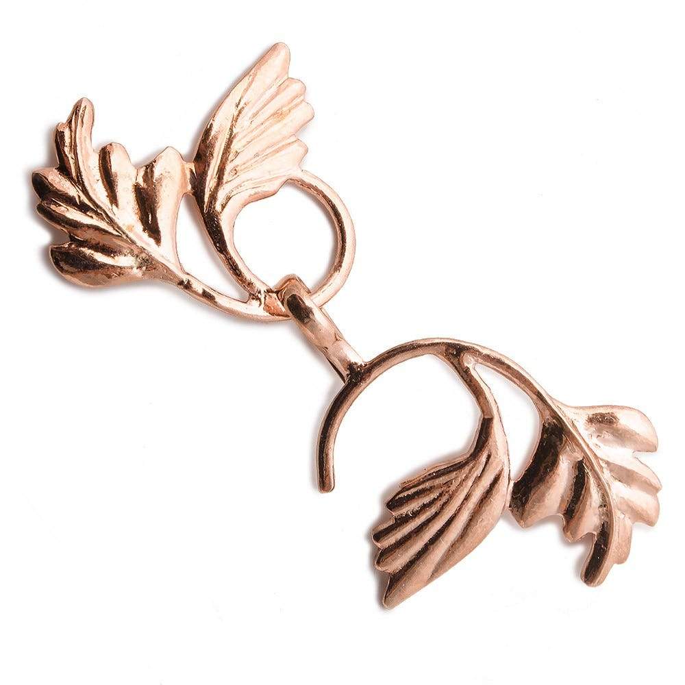  56x24mm Rose Gold plated Silver Hook & Eye Clasp Icanthus Leaves 1 pcs 