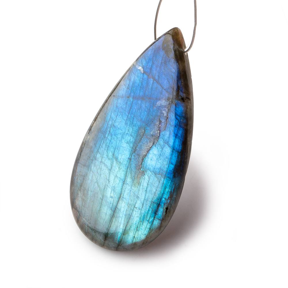  59x30x7mm Aqua Blue Labradorite plain pear focal bead 1 piece 